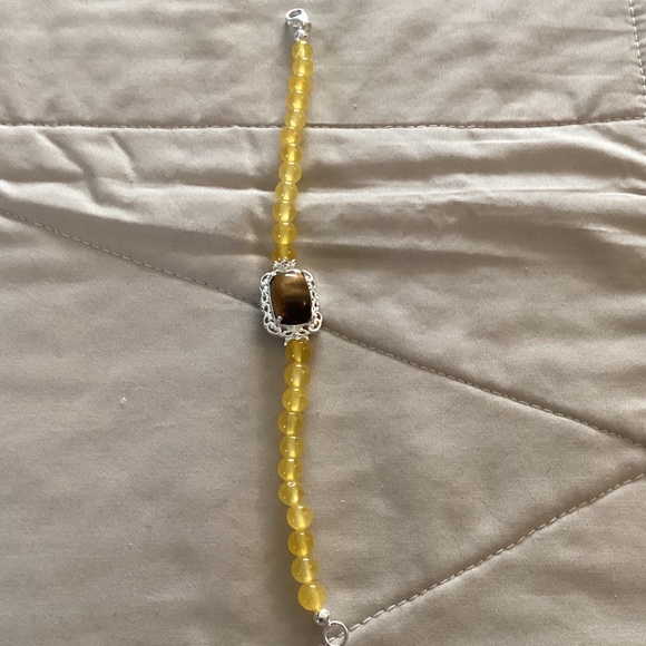 NWOT – genuine rectangular tiger’s eye & yellow quartzite beaded bracelet - Picture 4 of 10